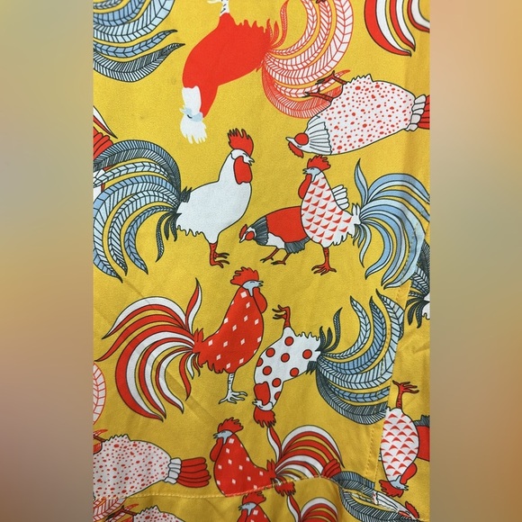 NWT Unique Vintage Mustard & Red Rooster Print Fit & Flare Dress Sz 2X/18 - Picture 15 of 16